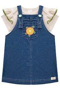 CONJUNTO INFANTIL DE BODY E SALOPETE JEANS - KUKIÊ
