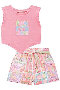 CONJUNTO INFANTIL BLUSA BOXY REGATA E SHORT - INFANTI
