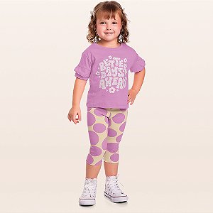 CONJUNTO INFANTIL BLUSA E CALÇA CAPRI FEMININO - FAKINI