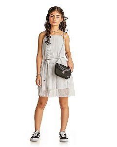 VESTIDO TEEN PLISSADO COM FORRO DE MALHA GLITTER - PINK X