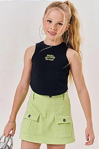 CONJUNTO TEEN DE CROPPED EM RIBANA E SHORT SAIA - VIC & VICKY