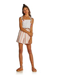 CONJUNTO TEEN SHORT E CROPPED EM TRICOLINE - PINK X