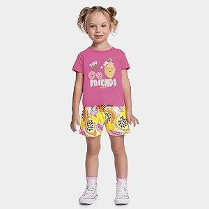 CONJUNTO INFANTIL FEMININO BLUSA E SHORT - FAKINI