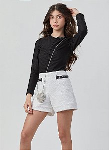 CONJUNTO TEEN BLUSA EM MALHA SHINE E SHORT - PINK X