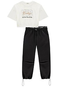 CONJUNTO TEEN BLUSA CROPPED E CALÇA - VIC & VICKY