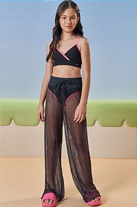 CALÇA TEEN WIDE LEG EM TELA FASHION - VIC & VICKY