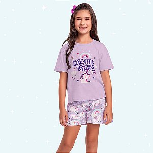 PIJAMA INFANTIL FEMININO BLUSA E SHORT - FAKINI