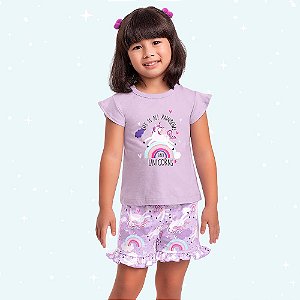 PIJAMA INFANTIL FEMININO BLUSA E SHORT - FAKINI