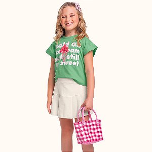 CONJUNTO INFANTIL BLUSA E SHORT SAIA EM MALHA - FAKINI