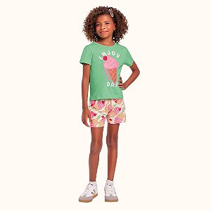 CONJUNTO INFANTIL BLUSA E SHORT EM MALHA - FAKINI