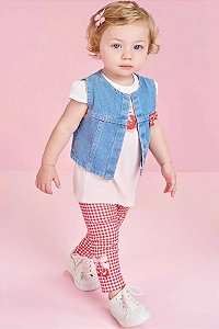 CONJUNTO INFANTIL BATA, LEGGING E COLETE - INFANTI