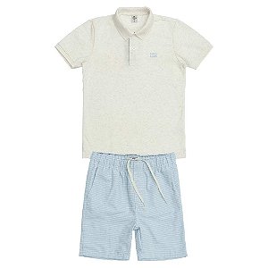 CONJUNTO TEEN BERMUDA SARJA E PÓLO - KING & JOE