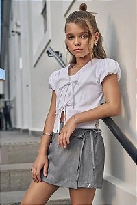 SHORT SAIA TEEN EM BLEND DE VISCOSE SARJADA - VIC & VICKY