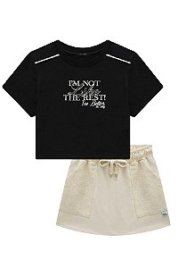 CONJUNTO TEEN BLUSA BOXY OVER E SHORT SAIA - VIC & VICKY