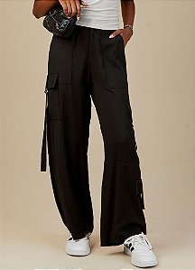 CALÇA WIDE CARGO TEEN EM VISCOLINHO COM BOLSOS UTILITÁRIOS - PINK X