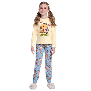 PIJAMA INFANTOJUVENIL FEMININO BLUSA E CALÇA - FAKINI