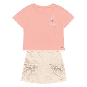 CONJUNTO INFANTIL FEMININO BLUSA E SHORT SAIA - FAKINI