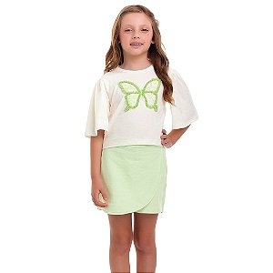 CONJUNTO INFANTIL FEMININO BLUSA E SHORT SAIA - FAKINI