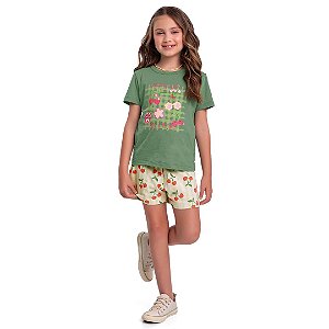 CONJUNTO INFANTIL FEMININO BLUSA E SHORT - FAKINI
