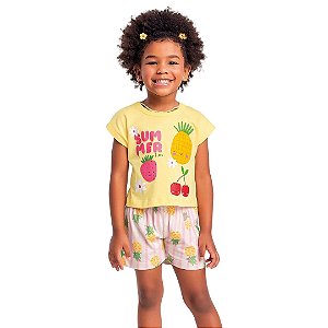 CONJUNTO INFANTIL FEMININO BLUSA E SHORT - FAKINI
