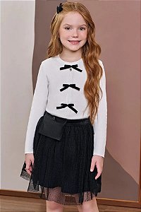CONJUNTO INFANTOJUVENIL BLUSA ML, SAIA E POCHETE - INFANTI