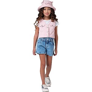 SHORT JEANS INFANTOJUVENIL FEMININO - MANIA KIDS