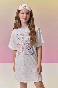 CAMISOLA TEEN EM MALHA FRESH COM SLEEP MASK - VIC & VICKY