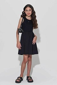 VESTIDO EM CANELADO LIZ E TRICOLINE COM ELASTANO - LILIMOON