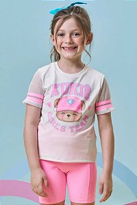 BLUSA INFANTOJUVENIL EM MEIA MALHA E TELA - KUKIÊ