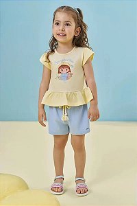 CONJUNTO INFANTIL BATA E E SHORT EM CANELADO - KUKIÊ