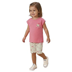 CONJUNTO INFANTIL FEMININO BLUSA E BERMUDA - MALWEE