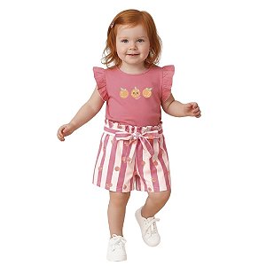CONJUNTO INFANTIL FEMININO BLUSA E SHORT - MALWEE
