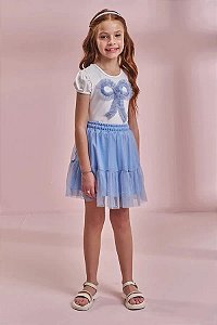 CONJUNTO INFANTOJUVENIL BLUSA E SAIA EM TULE - KUKIÊ