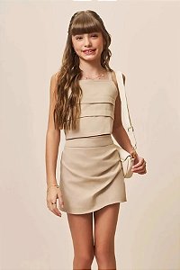 CONJUNTO TEEN REGATA E SHORT SAIA EM LINHO - VIC & VICKY