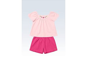 CONJUNTO INFANTIL BLUSA E SHORT EM MALHA - FAKINI