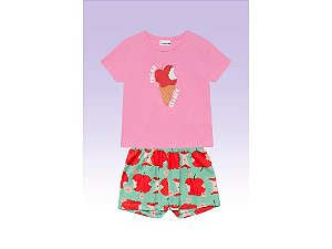 CONJUNTO INFANTOJUVENIL BLUSA E SHORT EM MALHA - FAKINI