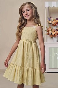 VESTIDO INFANTIL EM BLEND DE LINHO BORDADO - INFANTI