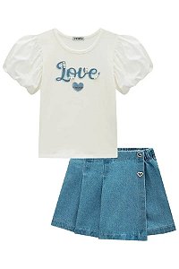 CONJUNTO INFANTOJUVENIL BLUSA E SHORT SAIA JEANS - INFANTI