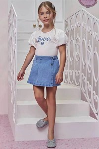 CONJUNTO INFANTOJUVENIL BLUSA E SHORT SAIA JEANS - INFANTI
