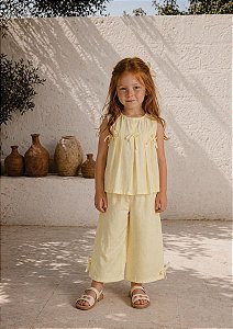 CONJUNTO INFANTIL BLUSA E CALÇA DE TRICOLINE - BAMBOLLINA