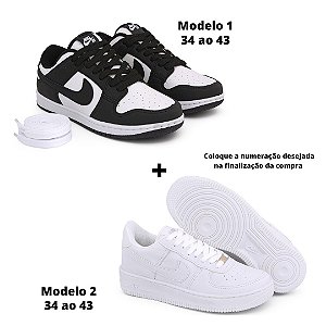 Tênis Dunk SB Low panda / preto branco + Air Force 1 branco