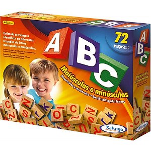 Brinquedo Abc Maiusculas/Minusculas pedagógico (madeira)  144 peças - Xalingo