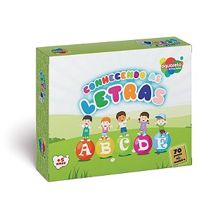 Conhecendo as Letras 70 peças Brinquedo Pedagógico Madeira - Aquarela Brinquedos