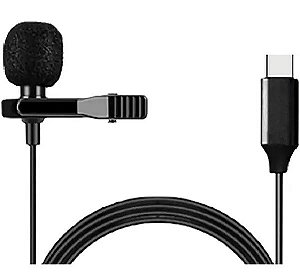 Microfone Lapela Type C (Preto) - Flex