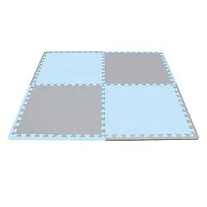 Tatame Play Mat 10 mm 4 peças Cinza e Azul Pastel - Evamax