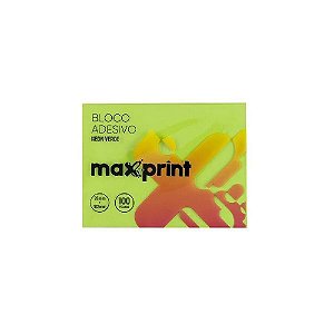 Bloco de Recado Autoadesivo 76 x 102 mm Grande Verde Neon 100 folhas - Maxprint