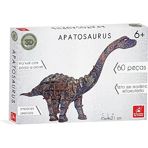 Brinquedo Pedagógico (madeira) Apatosaurus 3d Com 60 Peças - Brincadeira De Criança