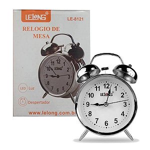 Relógio de Mesa com Luz e Despertador LE-8121 - Lelong