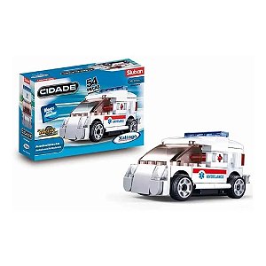Brinquedo Para Montar Ambulancia Fricção 54 Peças - Xalingo