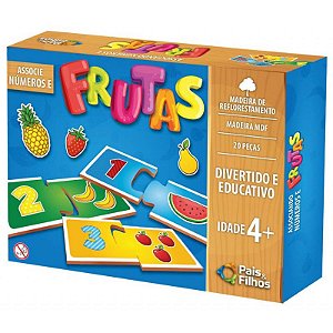 Brinquedo Pedagógico Madeira Associe Números E Frutas - Pais E Filhos